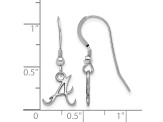 Rhodium Over Sterling Silver MLB LogoArt Atlanta Braves Dangle Earrings