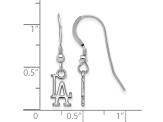 Rhodium Over Sterling Silver MLB LogoArt Los Angeles Dodgers Dangle Earrings