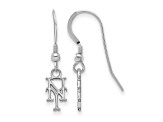 Rhodium Over Sterling Silver MLB LogoArt New York Mets Dangle Earrings