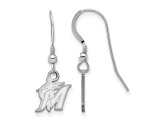 Rhodium Over Sterling Silver MLB LogoArt Miami Marlins Dangle Earrings