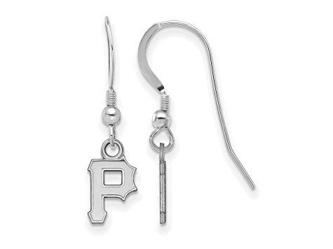 Rhodium Over Sterling Silver MLB LogoArt Pittsburgh Pirates Dangle Earrings