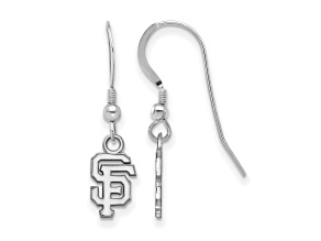 Rhodium Over Sterling Silver MLB LogoArt San Francisco Giants Dangle Earrings