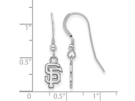 Rhodium Over Sterling Silver MLB LogoArt San Francisco Giants Dangle Earrings