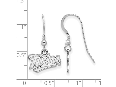 Rhodium Over Sterling Silver MLB LogoArt Minnesota Twins Dangle Earrings