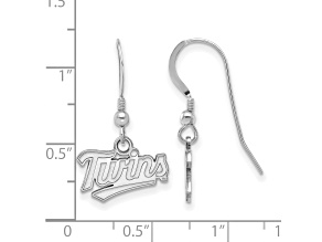 Rhodium Over Sterling Silver MLB LogoArt Minnesota Twins Dangle Earrings