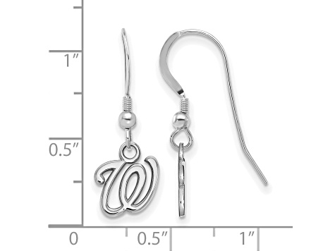 Rhodium Over Sterling Silver MLB LogoArt Washington Nationals Dangle Earrings