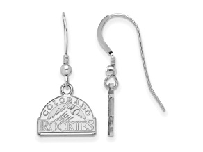Rhodium Over Sterling Silver MLB LogoArt Colorado Rockies Dangle Earrings