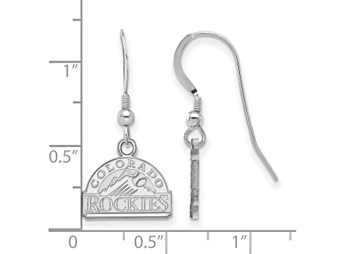 Rhodium Over Sterling Silver MLB LogoArt Colorado Rockies Dangle Earrings