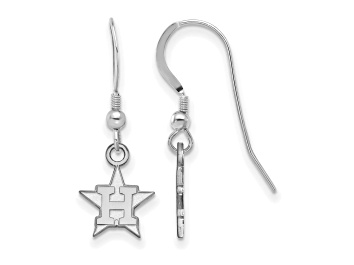 Picture of Rhodium Over Sterling Silver MLB LogoArt Houston Astros Dangle Earrings