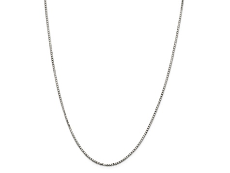 Rhodium Over Sterling Silver 1.7mm 8 Sided D/C Mirror Box Chain