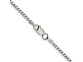 Rhodium Over Sterling Silver 1.7mm 8 Sided D/C Mirror Box Chain