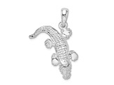 Rhodium Over Sterling Silver Polished 3D Alligator Pendant