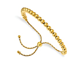 18K Yellow Gold Over Sterling Silver Polished Beaded Bolo Bracelet