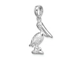 Rhodium Over Sterling Silver Polished 3D Pelican Pendant