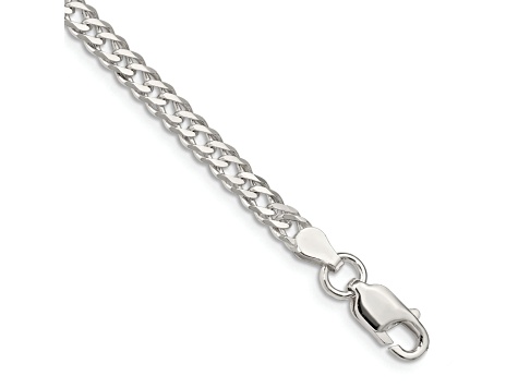 Sterling Silver 4.25mm 6 Side Diamond-cut Flat Double Curb Chain Bracelet