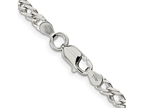 Sterling Silver 4.25mm 6 Side Diamond-cut Flat Double Curb Chain Bracelet