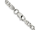 Sterling Silver 4.25mm 6 Side Diamond-cut Flat Double Curb Chain Bracelet