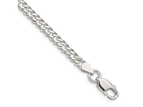 Sterling Silver 4.25mm 6 Side Diamond-cut Flat Double Curb Chain Bracelet