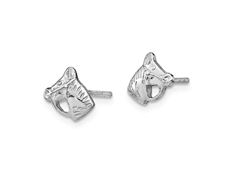 Rhodium Over Sterling Silver  Horse Head Children's Post Earrings