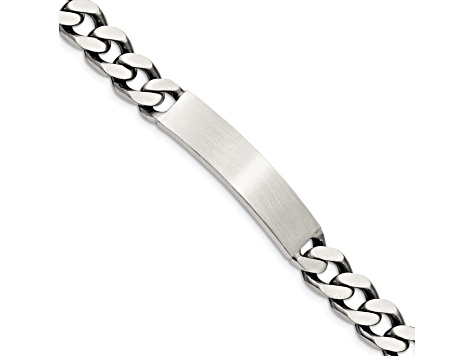 Sterling Silver Antiqued Curb Link ID Bracelet