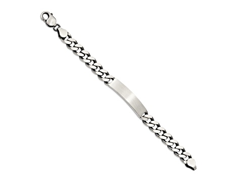 Sterling Silver Antiqued Curb Link ID Bracelet