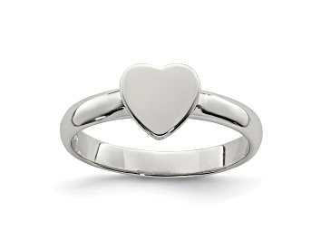 Picture of Rhodium Over Sterling Silver Polished Heart Children's Ring