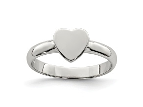 Rhodium Over Sterling Silver Polished Heart Children's Ring