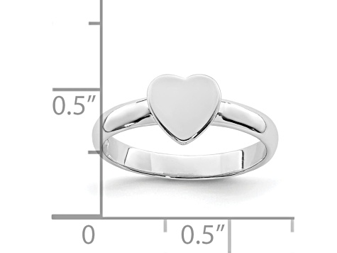 Rhodium Over Sterling Silver Polished Heart Children's Ring