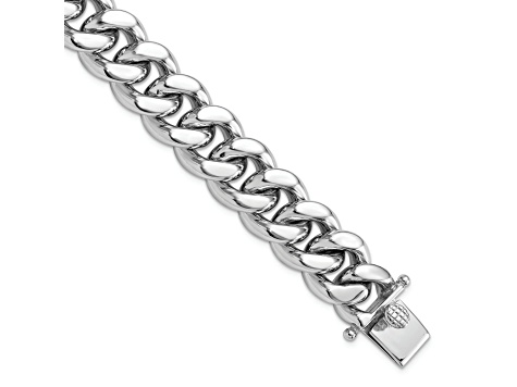 Rhodium Over Sterling Silver Curb Link Men's 8.5 Inch Bracelet