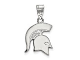 Rhodium Over Sterling Silver LogoArt Michigan State University Medium Pendant