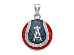 Rhodium Over Sterling Silver MLB Los Angeles Angels LogoArt Enameled Pendant