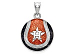 Rhodium Over Sterling Silver MLB LogoArt Houston Astros Enameled Pendant