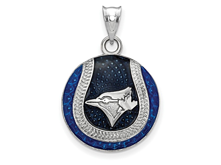 Rhodium Over Sterling Silver MLB LogoArt St. Louis Cardinals Enameled  Pendant - 19RF4G