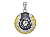 Rhodium Over Sterling Silver MLB LogoArt Milwaukee Braves Enameled Pendant