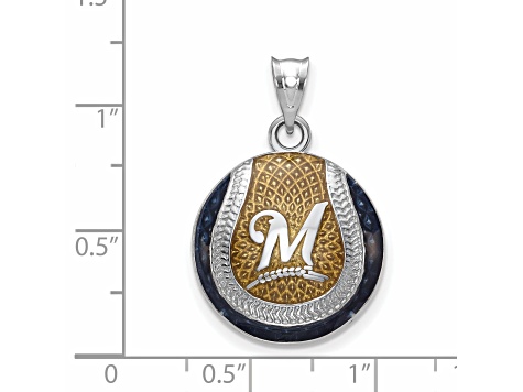 Rhodium Over Sterling Silver MLB LogoArt Milwaukee Braves Enameled Pendant