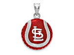 Rhodium Over Sterling Silver MLB LogoArt St. Louis Cardinals Enameled Pendant