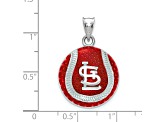 Rhodium Over Sterling Silver MLB LogoArt St. Louis Cardinals Enameled Pendant