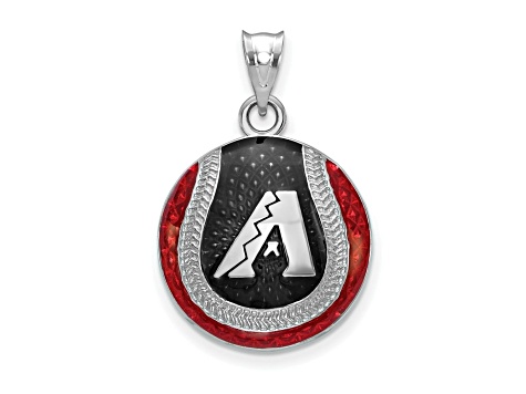 Rhodium Over Sterling Silver MLB LogoArt Arizona Diamondbacks Enameled Pendant