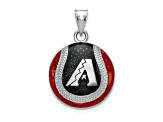 Rhodium Over Sterling Silver MLB LogoArt Arizona Diamondbacks Enameled Pendant