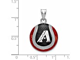 Rhodium Over Sterling Silver MLB LogoArt Arizona Diamondbacks Enameled Pendant