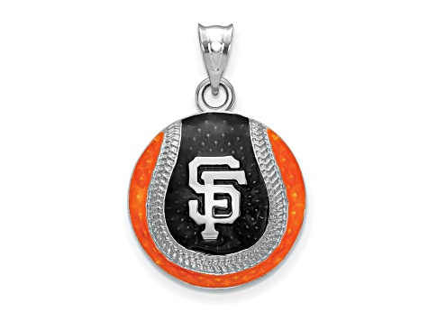 Rhodium Over Sterling Silver MLB LogoArt San Francisco Giants Enameled Pendant