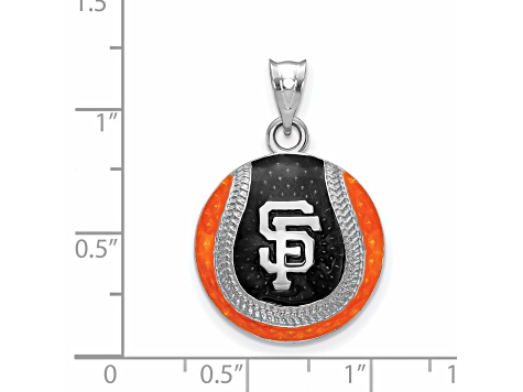 Rhodium Over Sterling Silver MLB LogoArt San Francisco Giants Enameled Pendant