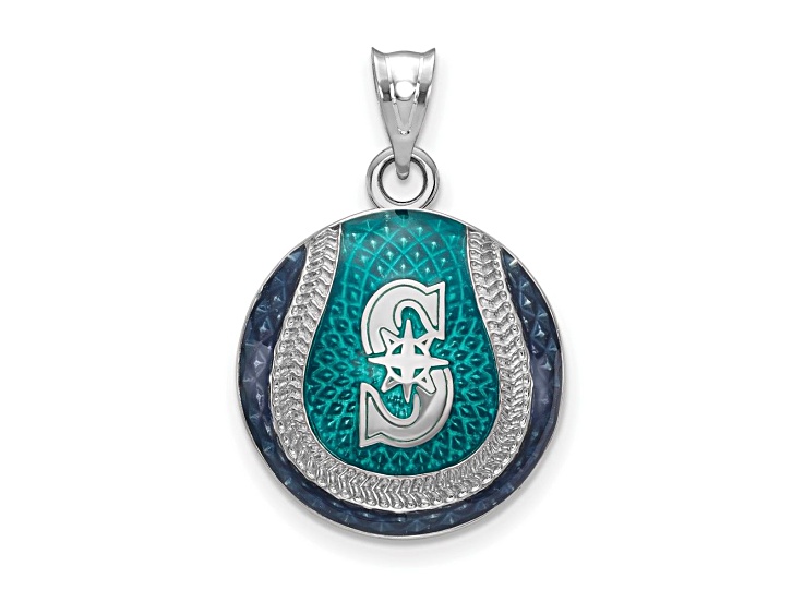 Rhodium Over Sterling Silver MLB St. Louis Cardinals LogoArt Enameled  Pendant