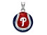 Rhodium Over Sterling Silver MLB LogoArt Philadelphia Phillies Enameled Pendant