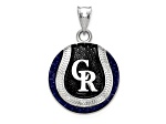 Rhodium Over Sterling Silver MLB LogoArt Colorado Rockies Enameled Pendant