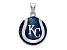 Rhodium Over Sterling Silver MLB LogoArt Kansas City Royals Enameled Pendant