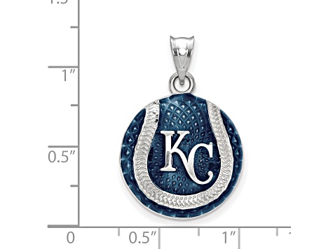 Rhodium Over Sterling Silver MLB St. Louis Cardinals LogoArt Enameled  Pendant