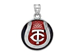 Rhodium Over Sterling Silver MLB LogoArt Minnesota Twins Enameled Pendant
