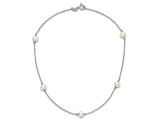 Rhodium Over Sterling Silver 5-5.5mm FWC Pearl 5-Station Children's Necklace