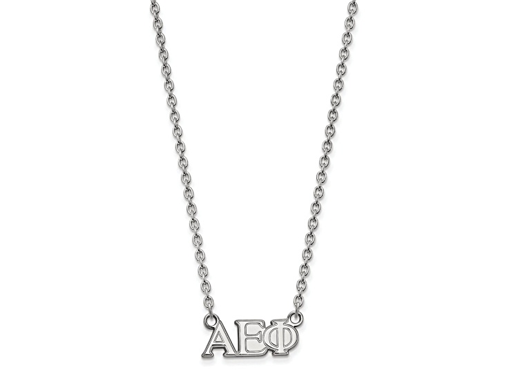 Rhodium Over Sterling Silver LogoArt Alpha Epsilon Phi Medium Pendant Necklace